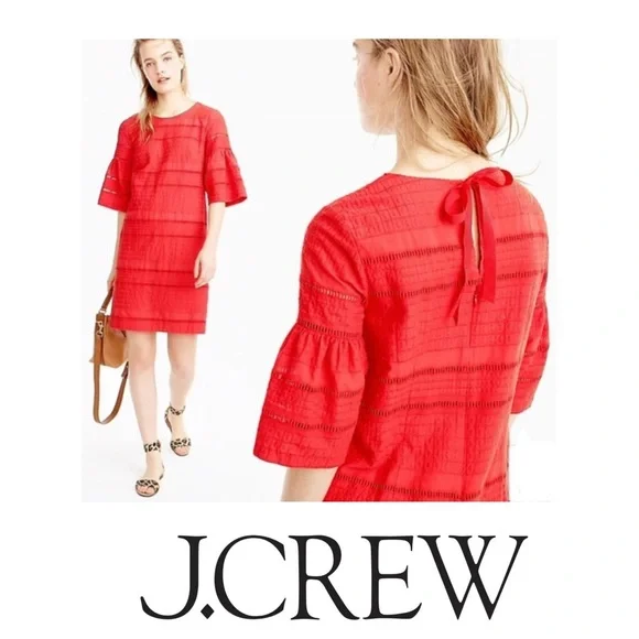 open lace back dress J-Crew Red Eyelet Dress (Pre-Loved) Size 00 Adult